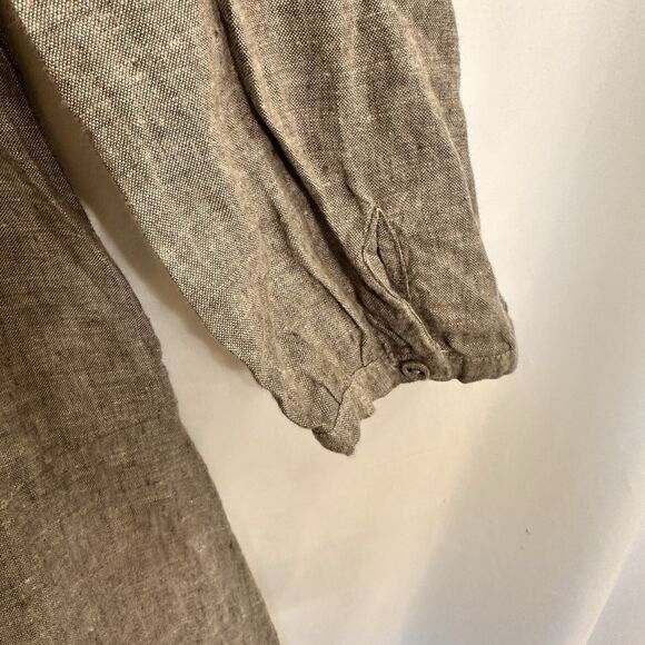 Samansa Mos2 Linen Collared Lagenlook Dress OS Tunic Pinched Pleats - Picture 4 of 9